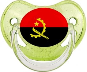 Drapeau Angola Sucette Physiologique Vert à paillette