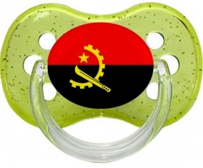 Drapeau Angola Sucette Cerise Vert à paillette