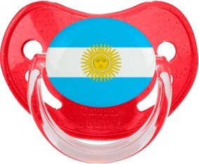 Drapeau Argentine Sucette Physiologique Rouge à paillette