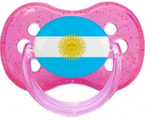 Drapeau Argentine Sucette Cerise Rose à paillette