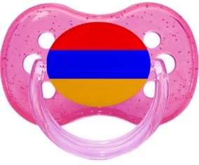 Drapeau Arménie Tétine Cerise Rose à paillette