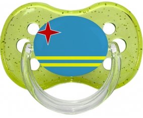 Drapeau Aruba Sucete Cerise Vert à paillette
