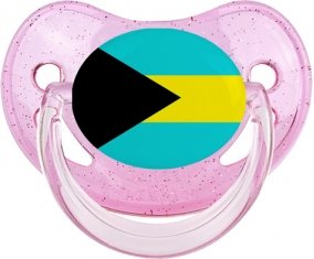 Drapeau Bahamas Tétine Physiologique Rose à paillette