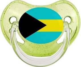 Drapeau Bahamas Tétine Physiologique Vert à paillette