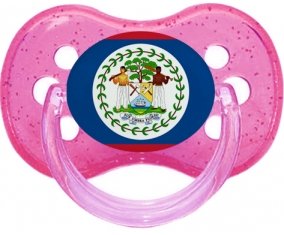 Drapeau Belize Sucette Cerise Rose à paillette