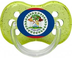 Drapeau Belize Sucette Cerise Vert à paillette