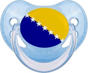 Drapeau Bosnie Herzégovine Tétine Physiologique Bleue à paillette