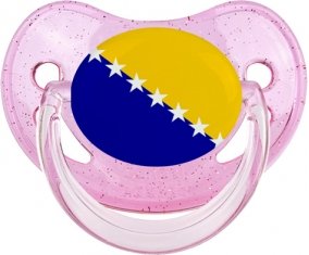 Drapeau Bosnie Herzégovine Tétine Physiologique Rose à paillette