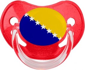 Drapeau Bosnie Herzégovine Tétine Physiologique Rouge à paillette