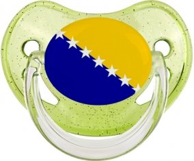 Drapeau Bosnie Herzégovine Tétine Physiologique Vert à paillette