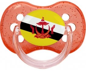 Drapeau Brunei Darussalam Sucette Cerise Rouge à paillette