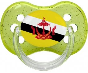 Drapeau Brunei Darussalam Sucette Cerise Vert à paillette