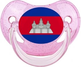 Drapeau Cambodge Sucette Physiologique Rose à paillette