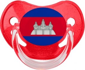 Drapeau Cambodge Sucette Physiologique Rouge à paillette