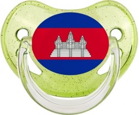 Drapeau Cambodge Sucette Physiologique Vert à paillette