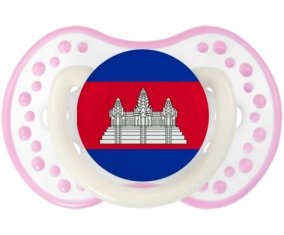 Drapeau Cambodge Sucette LOVI Dynamic Blanc-rose phosphorescente