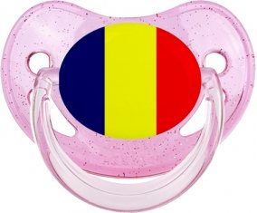 Drapeau Tchad Sucette Physiologique Rose à paillette