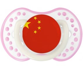 Drapeau Chine Tétine LOVI Dynamic Blanc-rose phosphorescente