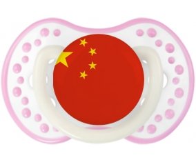 Drapeau Chine Tétine LOVI Dynamic Blanc-rose phosphorescente