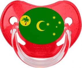 Drapeau Îles Cocos Sucette Physiologique Rouge à paillette