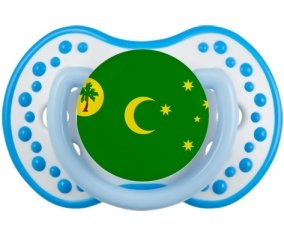 Drapeau Îles Cocos Sucette LOVI Dynamic Blanc-bleu phosphorescente