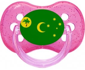 Drapeau Îles Cocos Tétine Cerise Rose à paillette