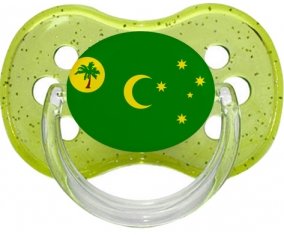 Drapeau Îles Cocos Tétine Cerise Vert à paillette