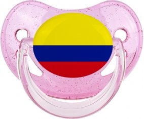 Drapeau Colombie Tétine Physiologique Rose à paillette