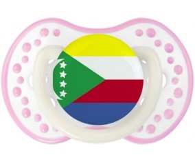 Drapeau Comores Tétine LOVI Dynamic Blanc-rose phosphorescente