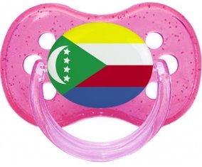 Drapeau Comores Sucette Cerise Rose à paillette