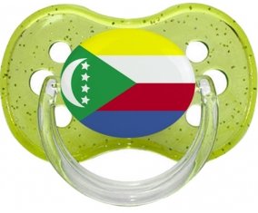 Drapeau Comores Sucette Cerise Vert à paillette