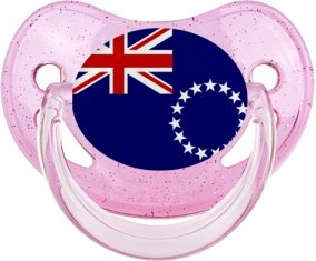 Drapeau les Îles Cook Sucette Physiologique Rose à paillette