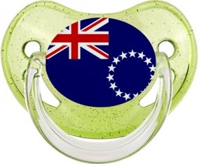 Drapeau les Îles Cook Sucette Physiologique Vert à paillette
