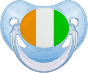 Drapeau Côte d'Ivoire Tétine Physiologique Bleue à paillette