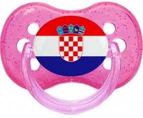 Drapeau Croatie Sucette Cerise Rose à paillette