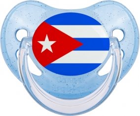 Drapeau Cuba Sucette Physiologique Bleue à paillette