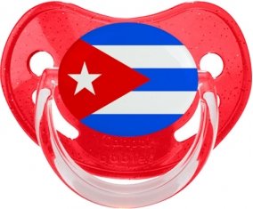Drapeau Cuba Sucette Physiologique Rouge à paillette