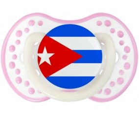 Drapeau Cuba Sucette LOVI Dynamic Blanc-rose phosphorescente