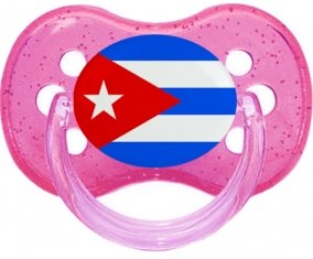 Drapeau Cuba Sucette Cerise Rose à paillette