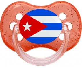 Drapeau Cuba Sucette Cerise Rouge à paillette