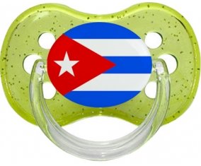Drapeau Cuba Sucette Cerise Vert à paillette
