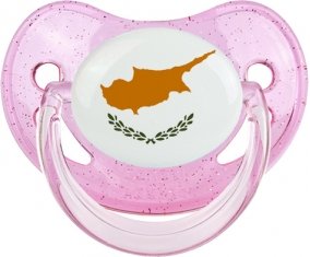 Drapeau Chypre Tétine Physiologique Rose à paillette