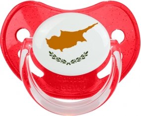Drapeau Chypre Tétine Physiologique Rouge à paillette