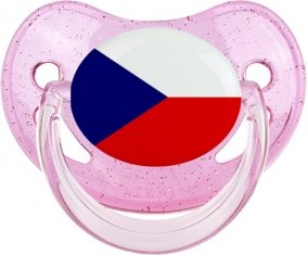 Drapeau République Tchèque Sucete Physiologique Rose à paillette