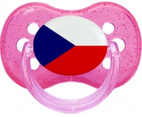 Drapeau République Tchèque Sucette Cerise Rose à paillette