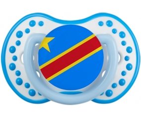 Drapeau République Démocratique du Congo Sucette LOVI Dynamic Blanc-bleu phosphorescente