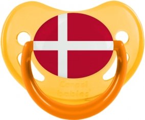 Drapeau Danemark Sucette Physiologique Jaune phosphorescente
