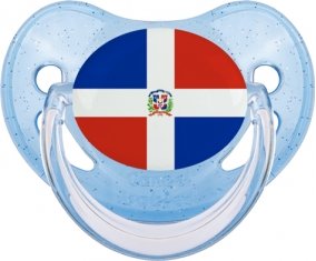 Drapeau République Dominicaine Sucette Physiologique Bleue à paillette