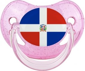 Drapeau République Dominicaine Sucette Physiologique Rose à paillette