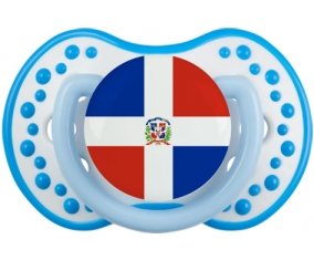 Drapeau République Dominicaine Sucette LOVI Dynamic Blanc-bleu phosphorescente